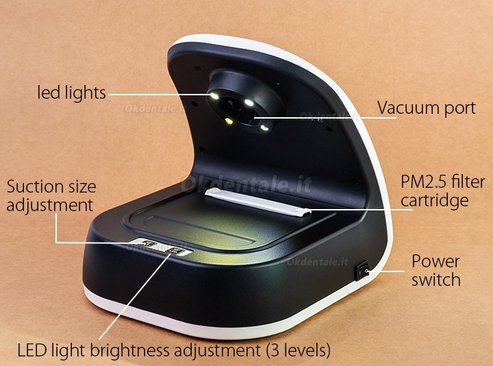 Aspiratore di polveri per laboratorio odontotecnico portatile senza fili da tavolo 2600mAH 60 W con luci LED